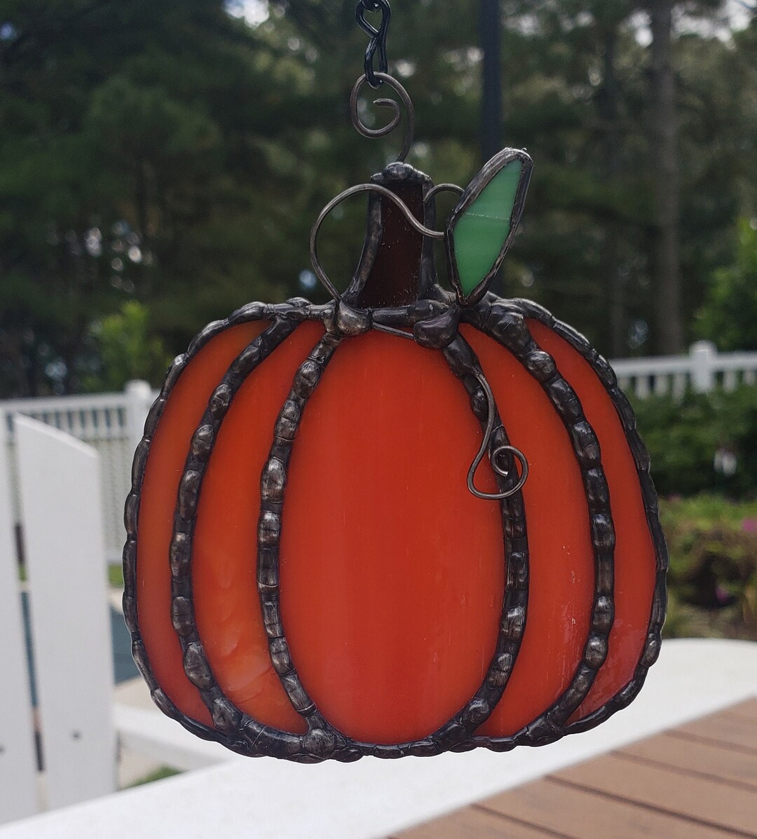 Stained Glass Pumpkin Suncatcher for Fall or Halloween Decor Etsy