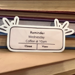 Coffee date reminder sticker, the Love Hypothesis, Adam and Olive