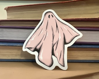 Pink ghost sticker, Halloween sticker, pink Halloween