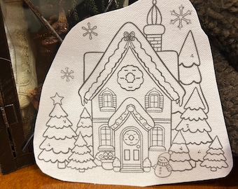Christmas House Medium stick and stitch