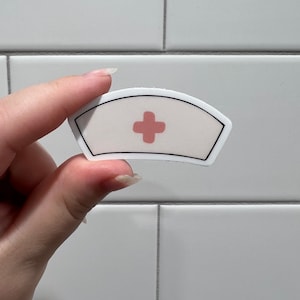 Nurse hat sticker small, nurse, medical, pink aesthetic