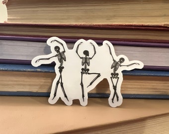 Dancing skeletons sticker, Halloween sticker, clear sticker