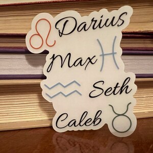 The Boys of Zodiac Academy sticker, Zodiac sticker, book lover, Darius, Max, Seth, Caleb, clear sticker