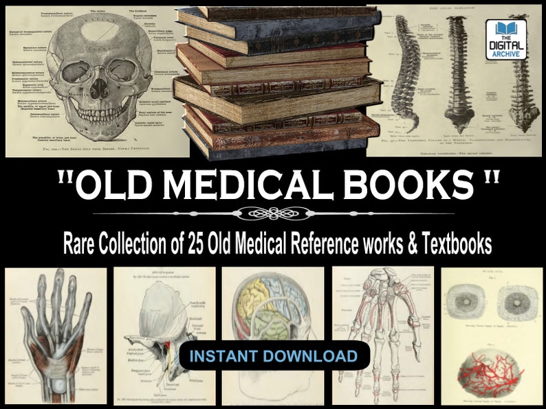 25 OLD MEDICAL BOOKS Rare Illustrated Reference Works & Textbooks Physicians, Vintage, Medicine, Surgeon, Surgery, Grays Human Anatomy image 1