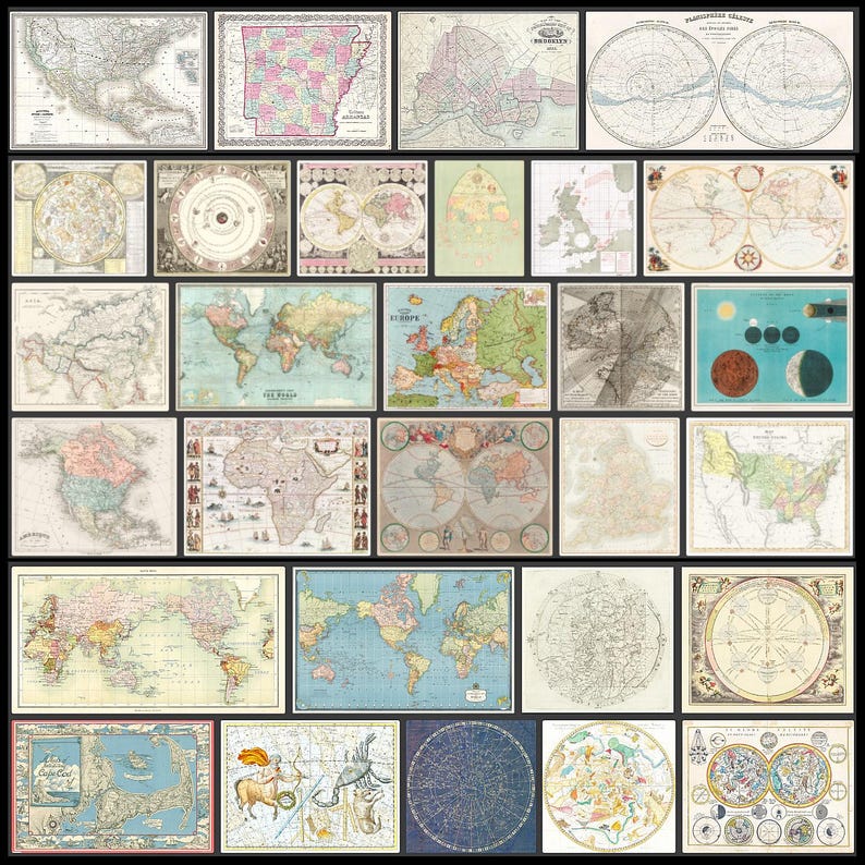 Printed Map. 2001 332 VINTAGE MAPS & CHARTS: Printable Hi-res Jpg Images (download) - Etsy