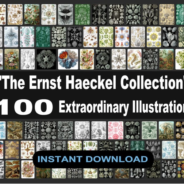 ERNST HAECKEL COLLECTION - 100 Illustrations - Art Forms in Nature Kunstformen der Natur, lithographic Images, Art Nouveau - Hi-Res 600 dpi