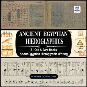 EGYPTIAN HIEROGLYPHS - 21 Old & Rare Books - Egyptology, Ancient Egypt Language, Symbols, Hieroglyphic Writing, Papyrus, Book of the Dead
