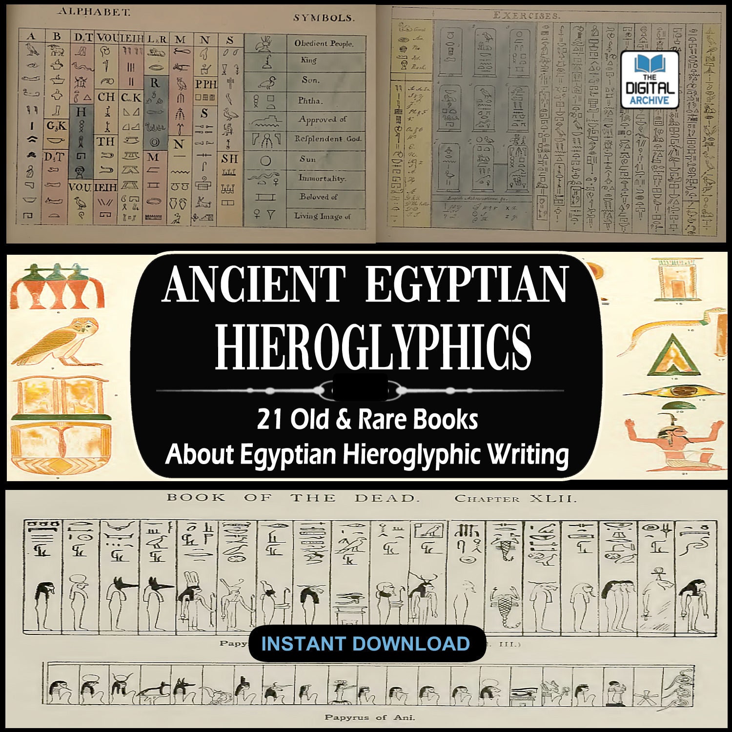 Hieroglyphs alphabet - Etsy 日本