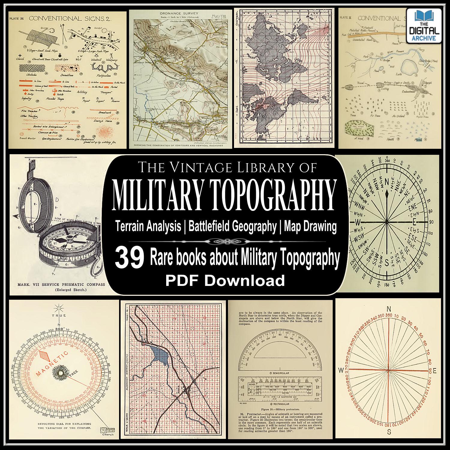 洋書 Terrain Analysis MILITARY TOPOGRAPHY - 39 Rare Books - Terrain Analysis