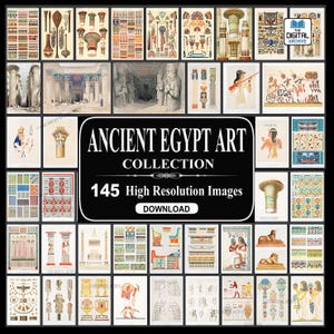 ANCIENT EGYPT ART - 145 Images - Egyptian Drawings, Rare Artwork, 19th Century Illustrations, Hieroglyphic, Pharaoh, Pyramid Paintings