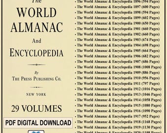 The World Almanac And Encyclopedia (1894–1922) – Complete 29 Volume Collection | PDF Digital Download | Rare Historical Reference Library