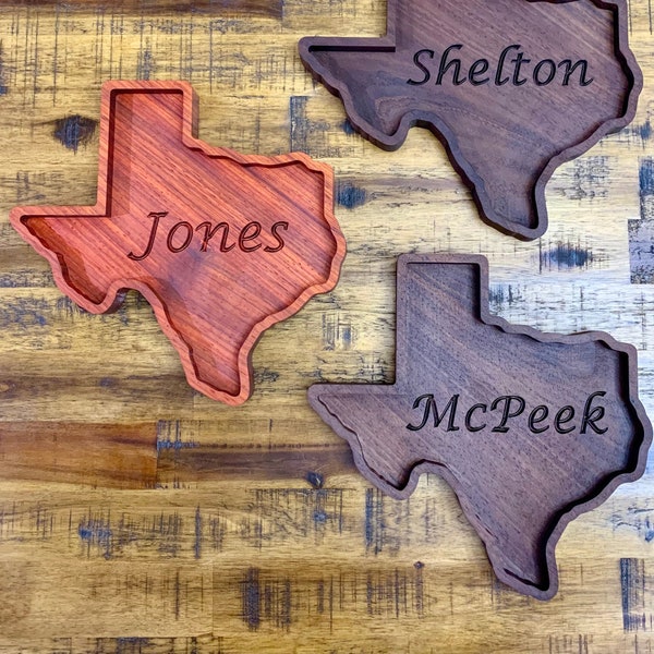 Wooden Texas Shaped Catchall, Nightstand Tray, Personalized Valet Tray, Texas Gift Ideas, Jewelry Organizer, Desk Organization, EDC Tray
