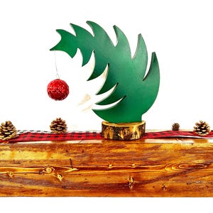 Large Leaning Grinch Style Christmas Tree, Live Edge Tree Trunk Base, Whoville, Grinch Ornament, The Grinch Movie, The Grinch Tree,