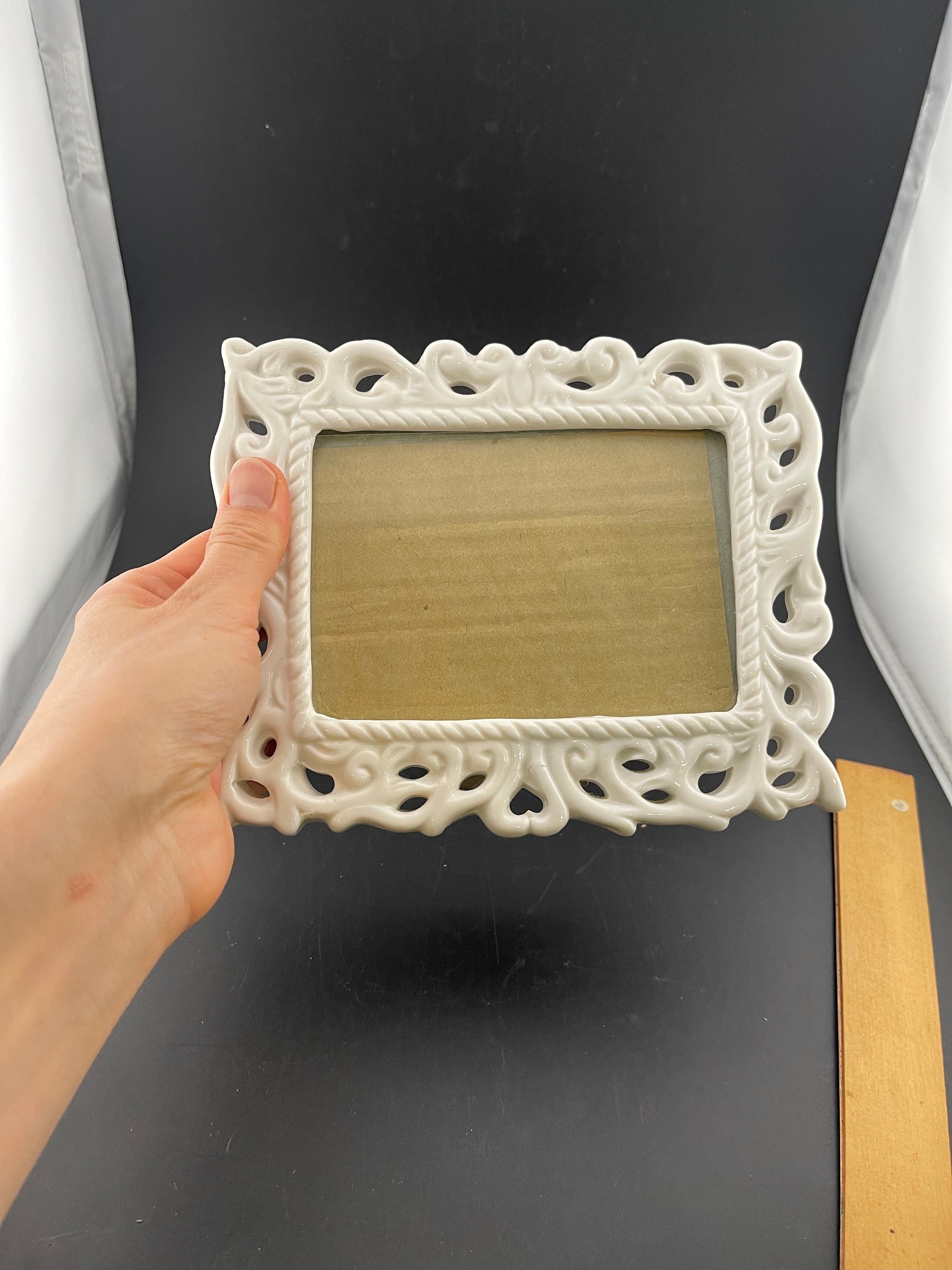 Vintage Porcelain Picture Frame White Etsy