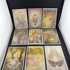 Ensemble de 9 cartes imprimées SULAMITH WULFING, enfant spirituel mystique éthéré fantaisiste