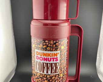 Vintage Dunkin Donuts Coffee Travel Thermos Model 3210 1 Litre