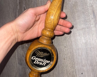 Grifo de cerveza de barril Miller vintage con mango, herramienta para fuego, decoración hecha a mano para cuevas de hombres, decoración de bar para el hogar