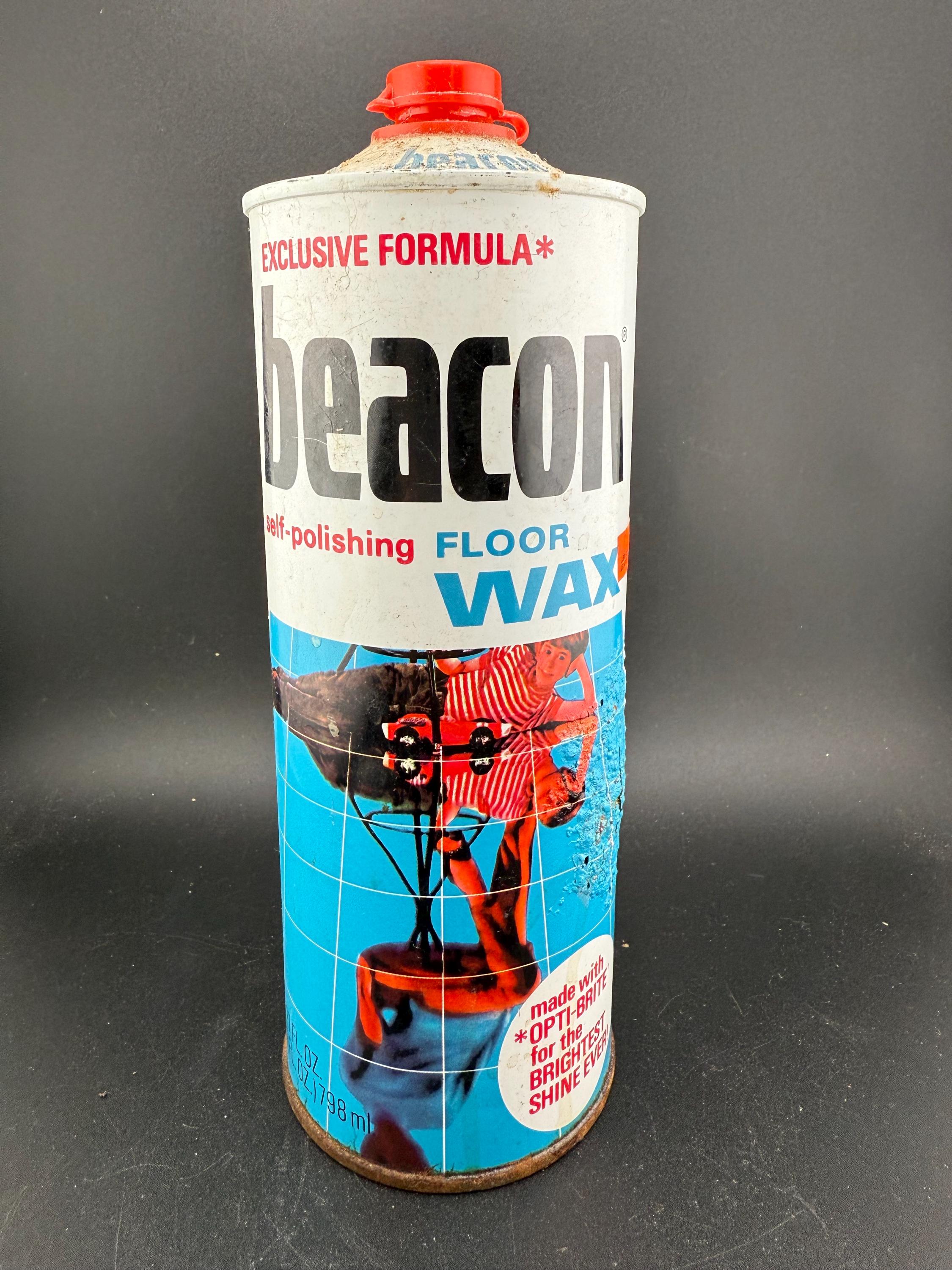 RARE Vintage 1960s BEACON Floor Wax Tin Lehn & Fink Wierd Groovy