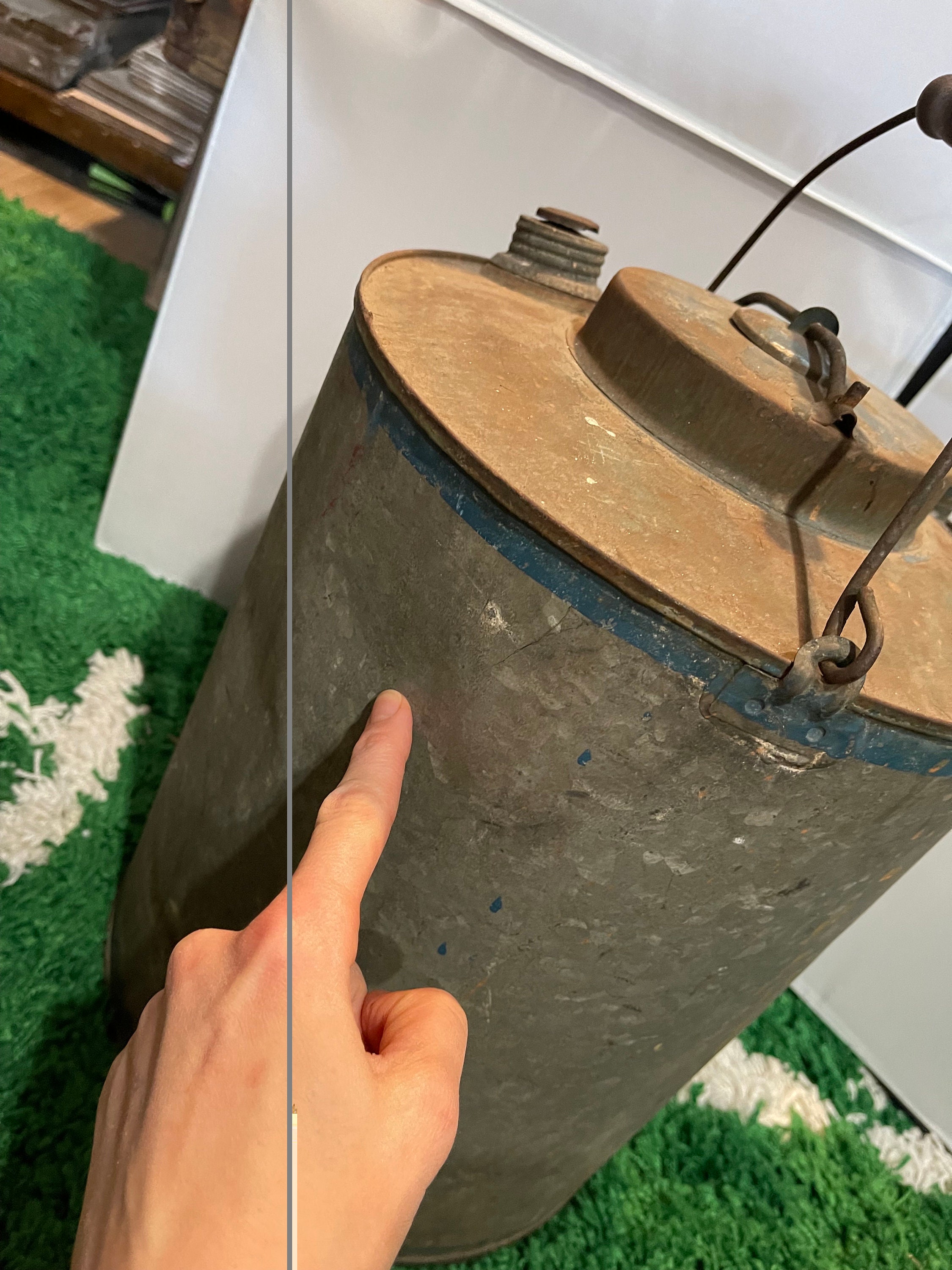 Antique KEROSENE Can Vintage the Never-fail 5 Gallon Metal Oil Can