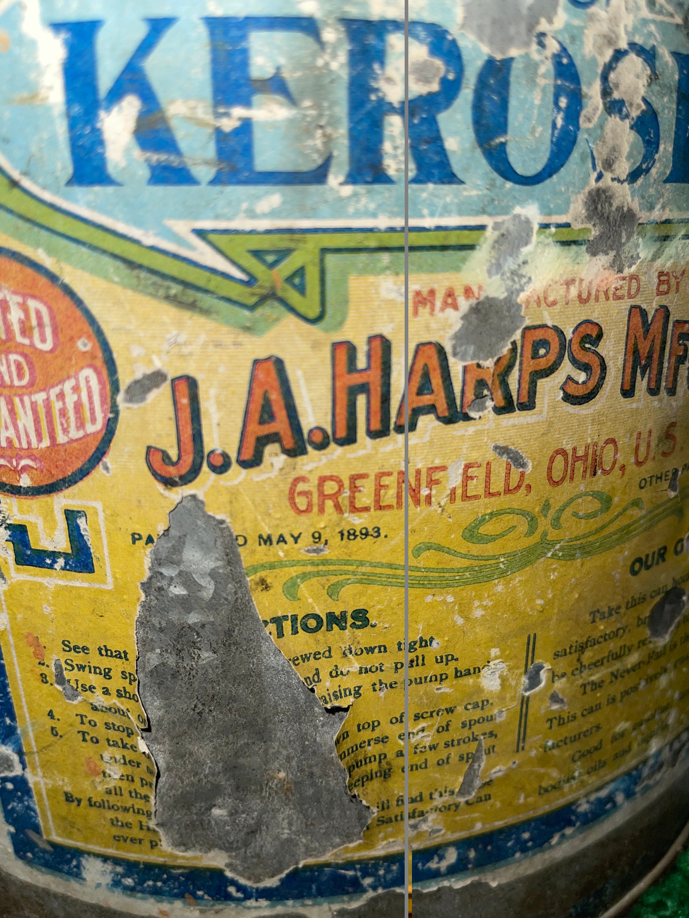 USA VINTAGE SOHIO 5ガロン缶 ジャンク！ Antique KEROSENE Can Vintage the Never-fail 5 Gallon Metal Oil Can