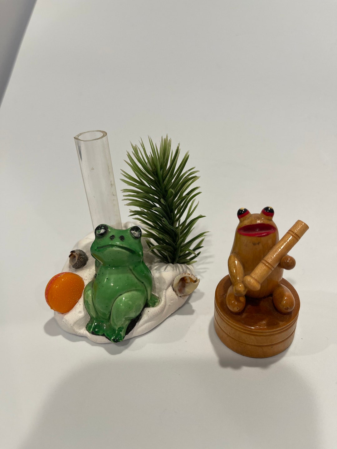 Vintage Handmade Frog Pencil Holder and Wooden Frog Pencil Etsy