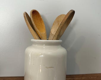 Vintage French Beige Ceramic Stoneware Crock Mustard Jar Pottery LAB-lagny Vase