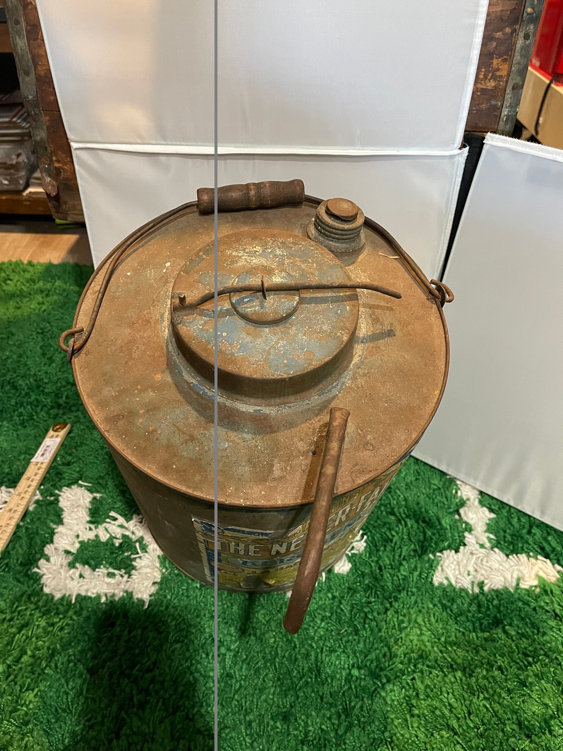 Antique KEROSENE Can Vintage the Never-fail 5 Gallon Metal Oil Can