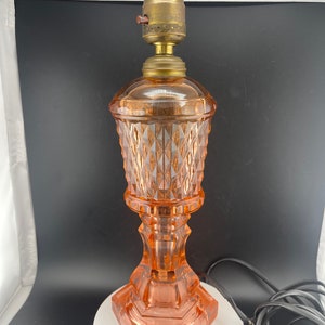 Vintage Depression Era Pink Glass Lamp 1930s WORKING Antique Boudouir Parlor Table Nursery Decor