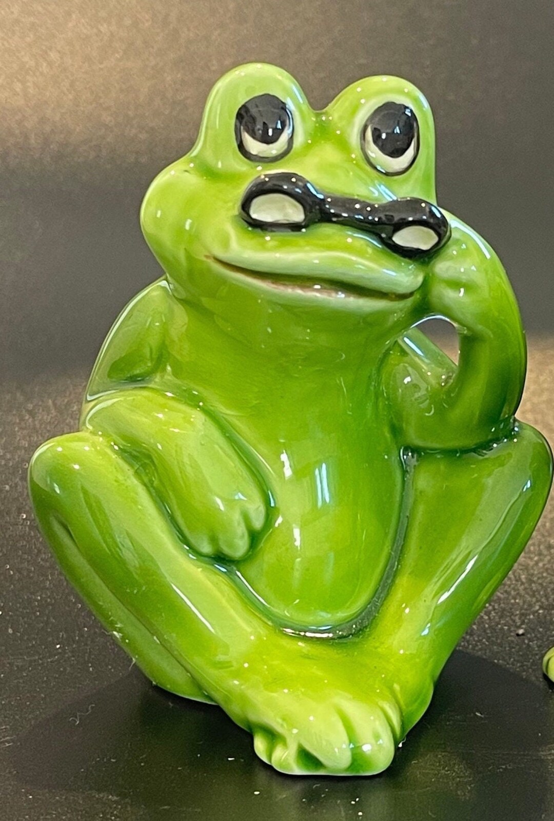 Vintage Frog Wearing Glasses Norcrest Collector Frogs Hand Painted Made