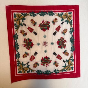 Vintage 1990s Christmas Nutcracker Napkin or Small Square Tablecloth RN 16463 100% Cotton