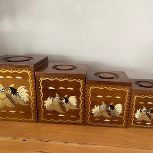 MCM Wooden Canister Nesting Set Birds Japanese