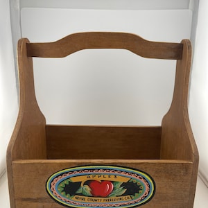 Vintage Holzkorb Korb Handbemalter Apfel Design “Wayne County Preserving Co”