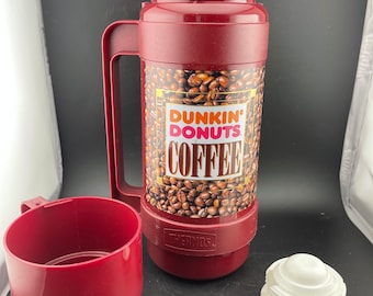 Vintage Dunkin Donuts Coffee Travel Thermos Model 3210 1 Litre Made in Canada