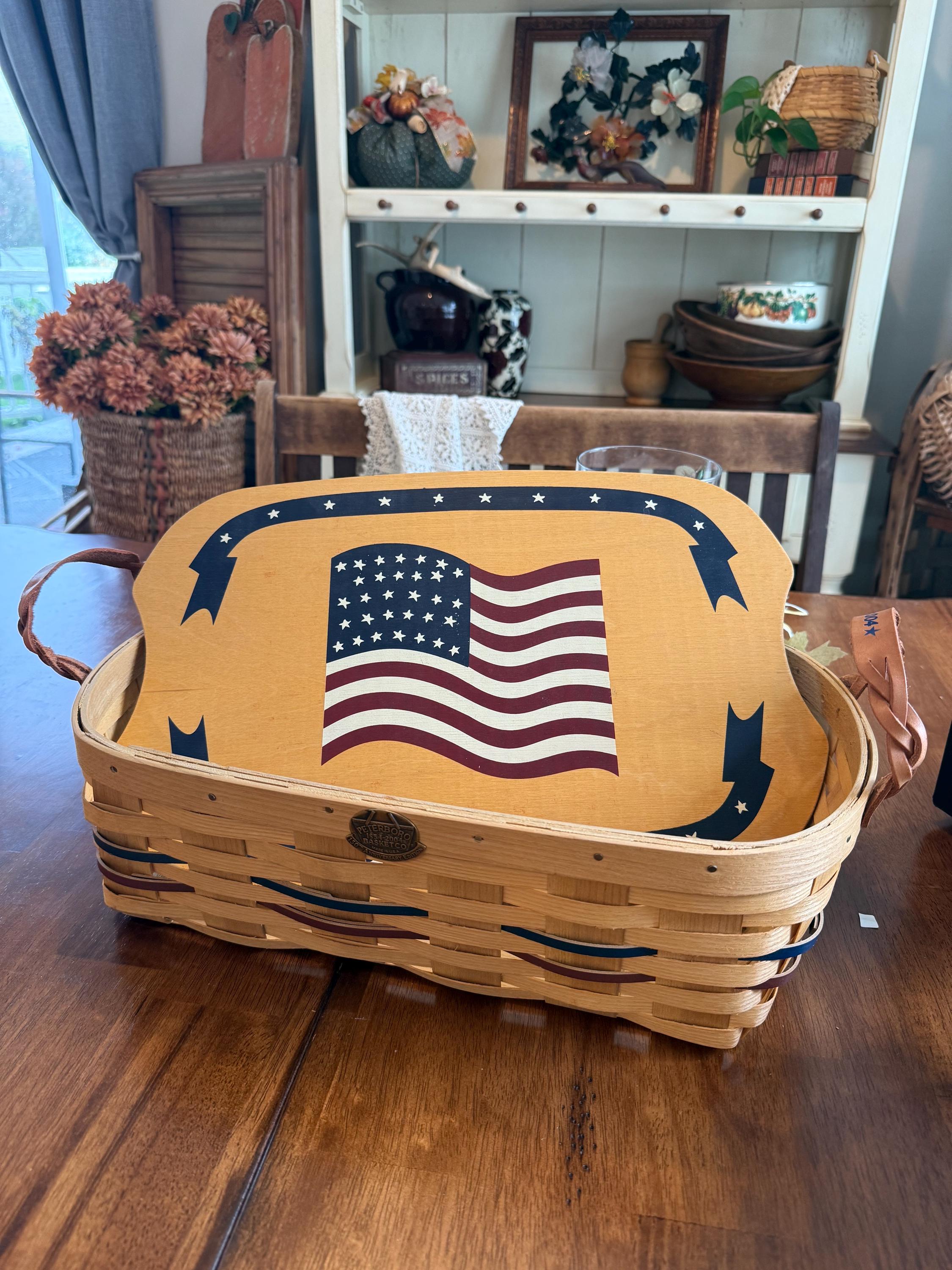 Vintage Wooden Peterboro Lidded Flag Basket With Plastic Liner - Etsy