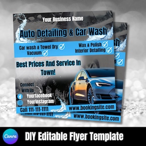 Folheto de detalhamento de carro, folheto de lavagem de carro, detalhamento de automóveis, anúncio de serviços automotivos, modelo de folheto faça você mesmo, folheto automotivo, serviços automotivos
