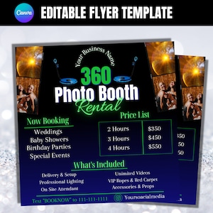 360 Booth Flyer, 360 Photo Booth Advertisement, 360 Photo Booth Business, 360 Flyer, Booking Flyer, 360 Photo Booth Rental