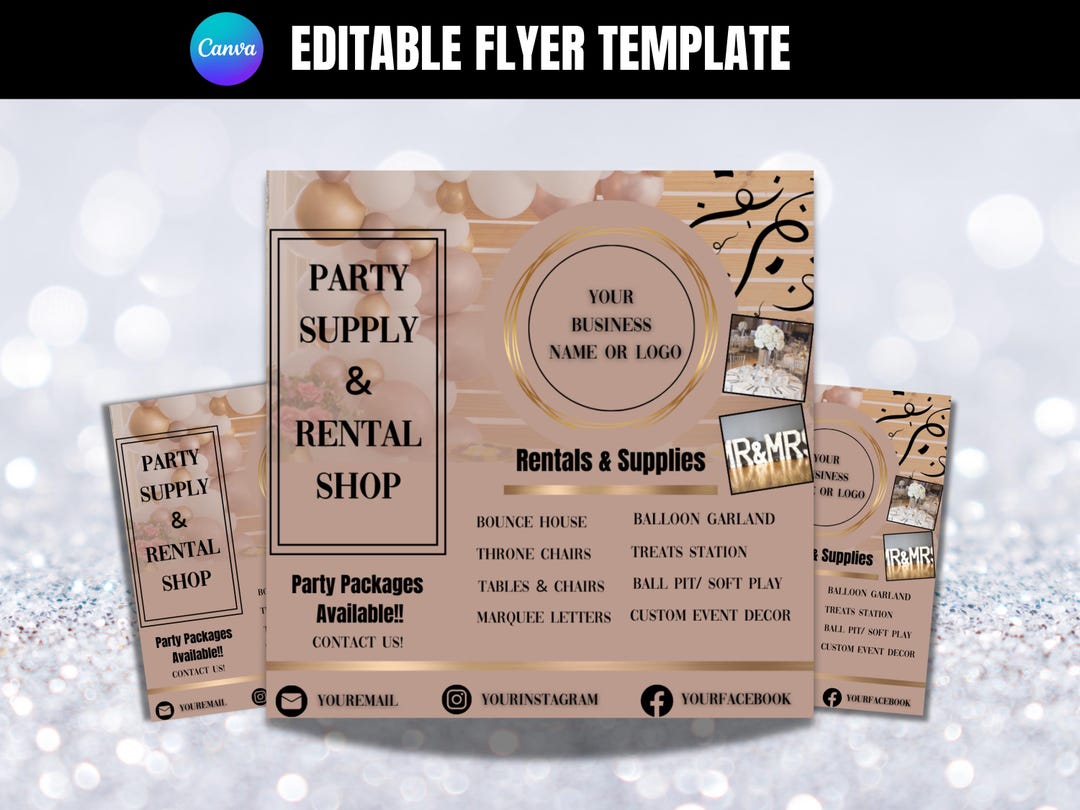 Party Rental Flyer Template: DIY Event Equipment, Supplies (canva ...