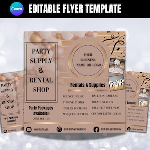 Party Rental Flyer Template: DIY Event Equipment, Supplies (Canva, Digital)