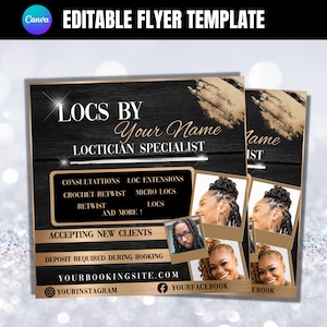 Loctitian Flyer Template, Loc and Retwist Flyer, Editable Hairstylist Template, Loctitian Services Flyer