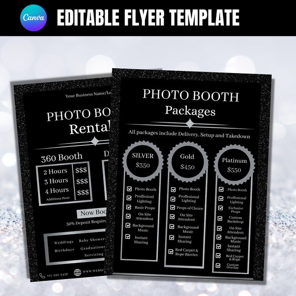 360 Photo Booth, Digital Photo Booth Flyer, Photo Booth Price List, 360 Photo Booth Package, 360 Booth Flyer, Instant Photo Booth Flyer