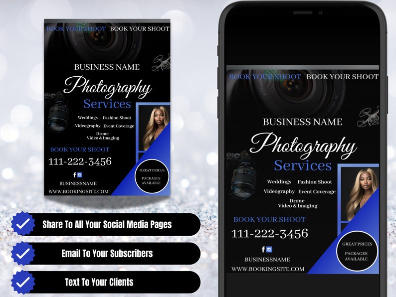 Photography Flyer Template: Photo Services Advertisement (5x7) (digital ...