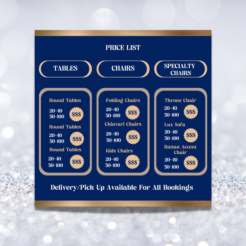 Tables and Chairs Rental Flyer Template: DIY Event Equipment (digital ...