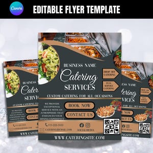 Modelo de folheto de catering, anúncio de negócios de catering, modelo de serviço de alimentação, folheto de catering de alimentos editável