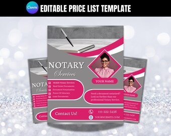 Editable Notary Flyer Template: DIY Business Advertisement (Canva)