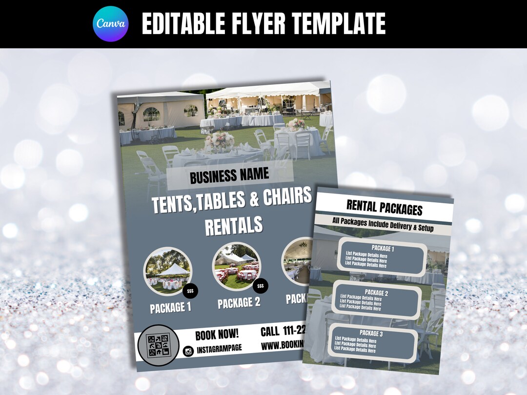 Tents Tables and Chairs Rental, Party Rentals Flyer, DIY Event Rental ...