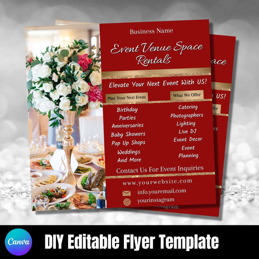 Event Rental Space Flyer, Party Rental Flyer, Event Rental
