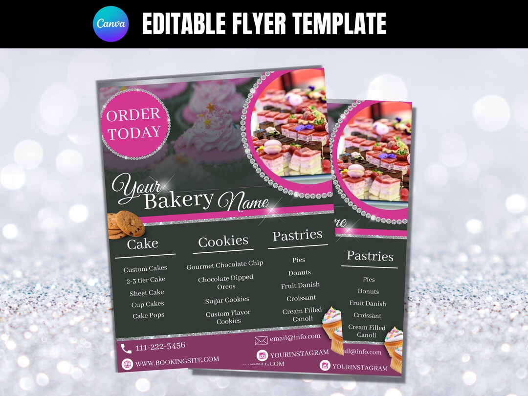 Editable Bakery Flyer Template, DIY Cake Shop Menu (digital Download ...
