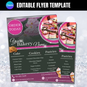 Modèle de Flyer Boulangerie, Flyer Boulangerie, Flyer Pâtisserie DIY, Flyer Gâteaux, Modèle De Vente De Pâtisseries, Flyer Modifiable De Gâteries Sucrées, Flyer De Desserts