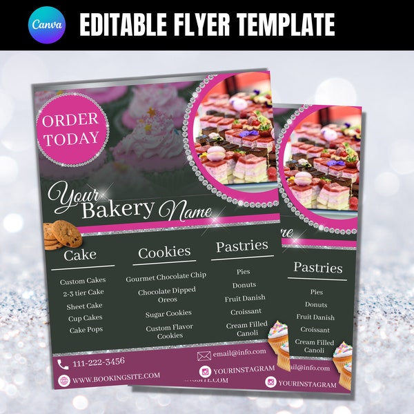 Bakery Flyer Template, Bake Shop Flyer, DIY Pastry Flyer, Cake Flyer, Bake Sale Template, Editable Sweet Treats Flyer, Dessert Flyer