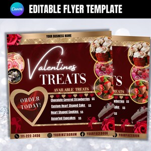 Valentinstag Leckereien Flyer, Valentinstag Desserts Flyer, Bäckerei Flyer, Kuchen Flyer, Süßigkeiten Flyer, Social Media Flyer Vorlage